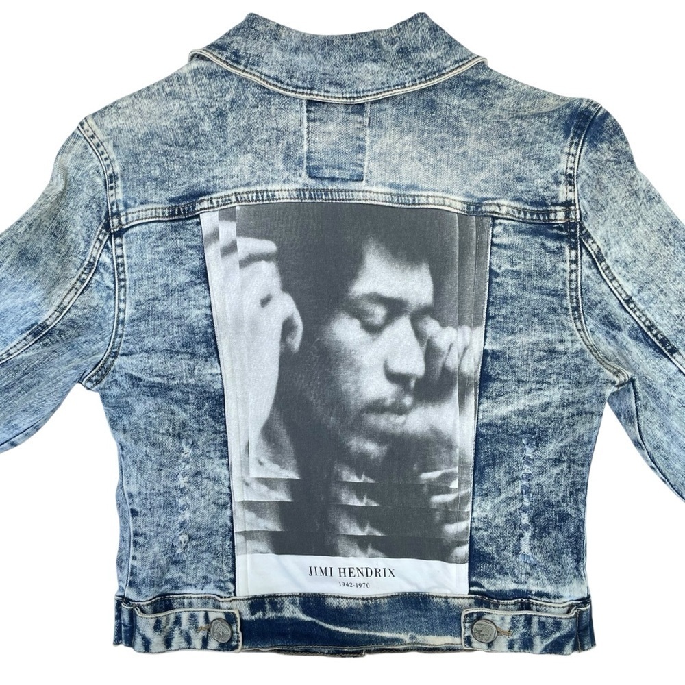 Iconic Rock Jimmy Hendrix Custom Denim Jacket - S/M - Sexy Party Cocktail - Madz - Picture 14 of 17